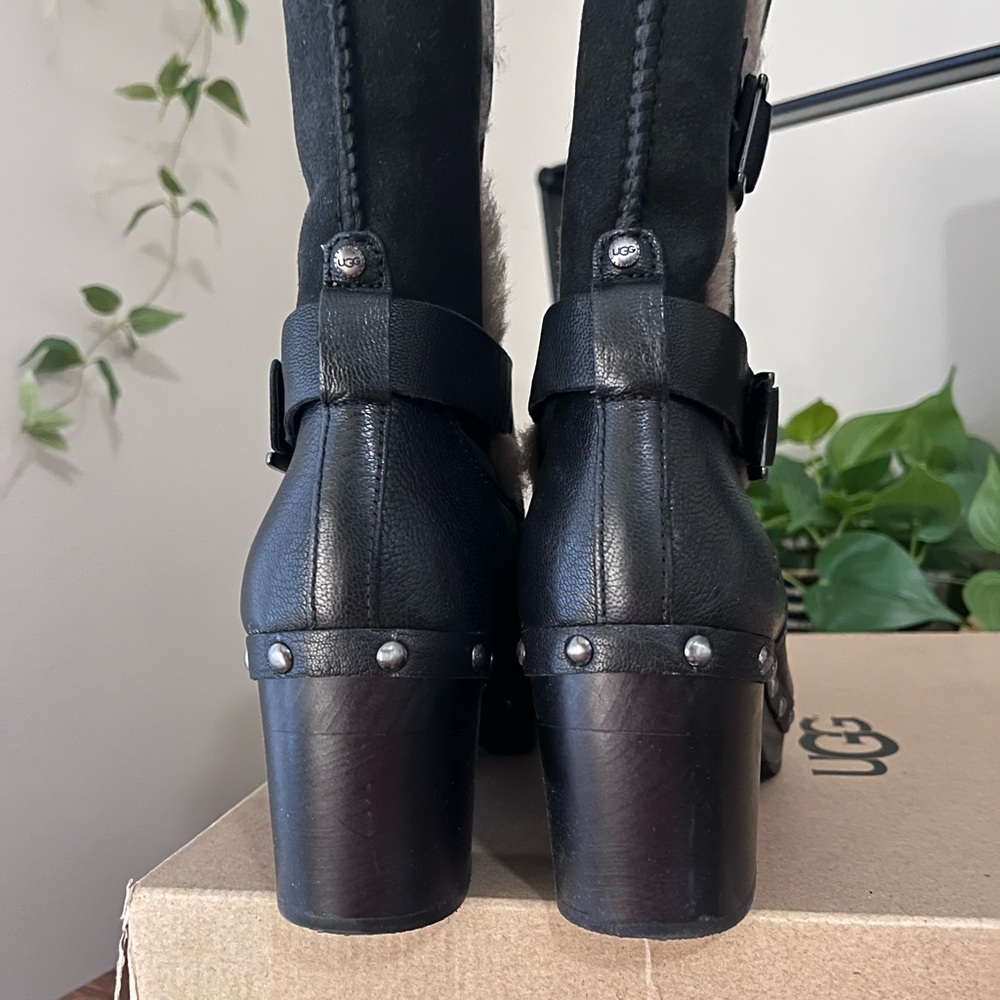 UGG Brea Black Shearling-Lined Women's Boots size 8 - Picture 3 of 7